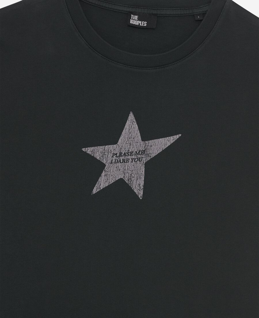 The Kooples WOMEN BLACK WASHED t-shirt with black screen print