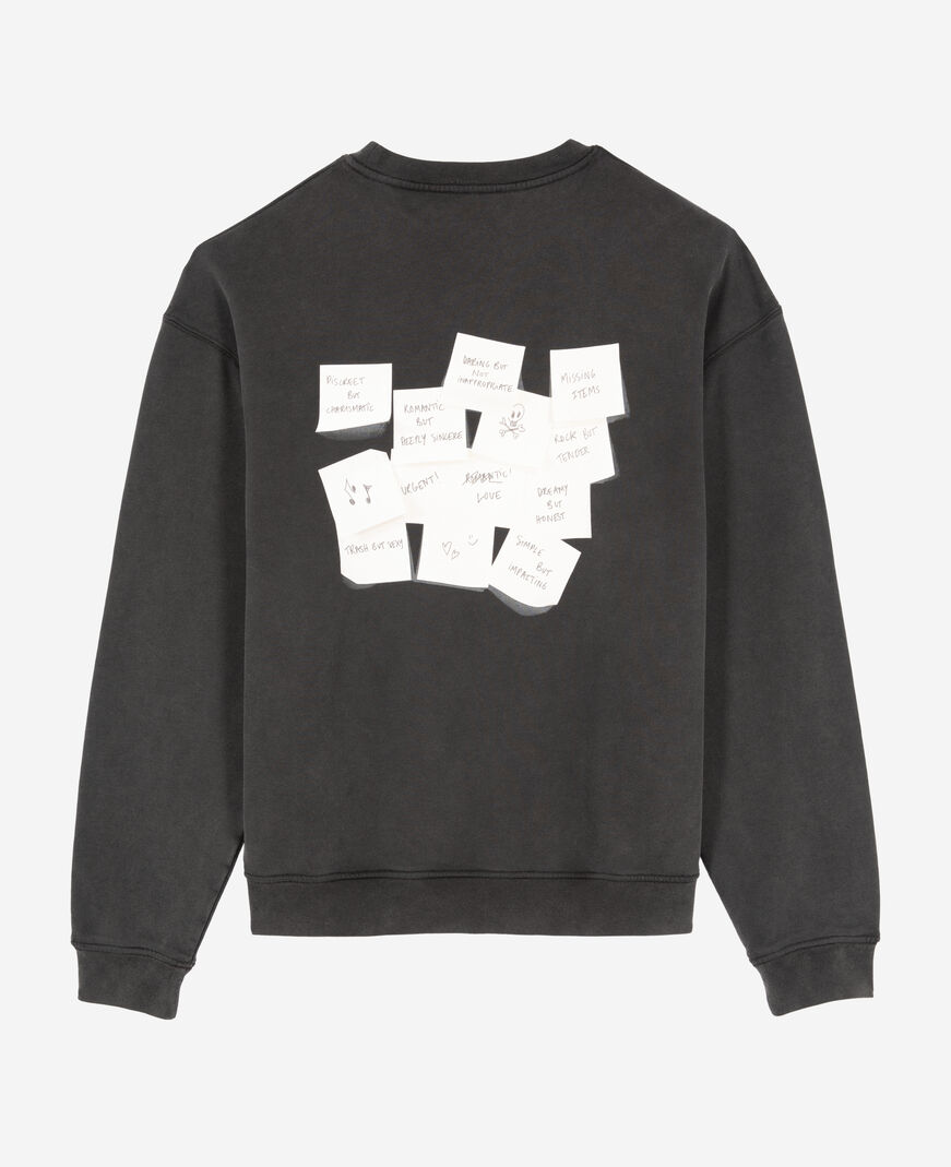 The Kooples HOMME BLACK WASHED sweatshirt avec serigraphie noir délavé