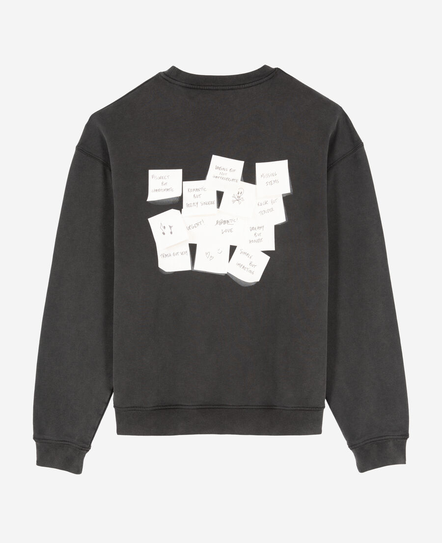 The Kooples MEN BLACK WASHED sweatshirt with faded black screen print