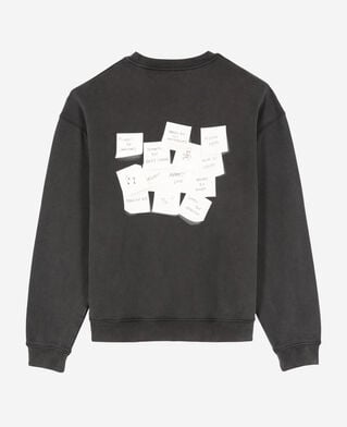 The Kooples HOMME BLACK WASHED sweatshirt avec serigraphie noir délavé