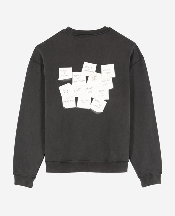 The Kooples MEN BLACK WASHED sweatshirt with faded black screen print