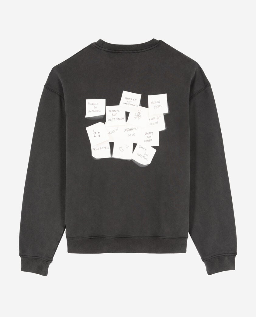 The Kooples HERREN BLACK WASHED sweatshirt mit verblasstem schwarzem siebdruck