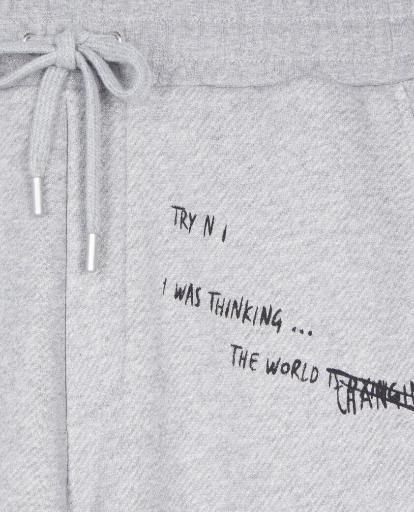 The Kooples HOMBRE STONE GREY pantal&oacute;n jogging serigraf&iacute;a handwritten