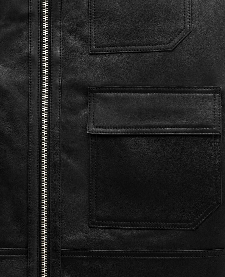 The Kooples MEN BLACK black leather jacket