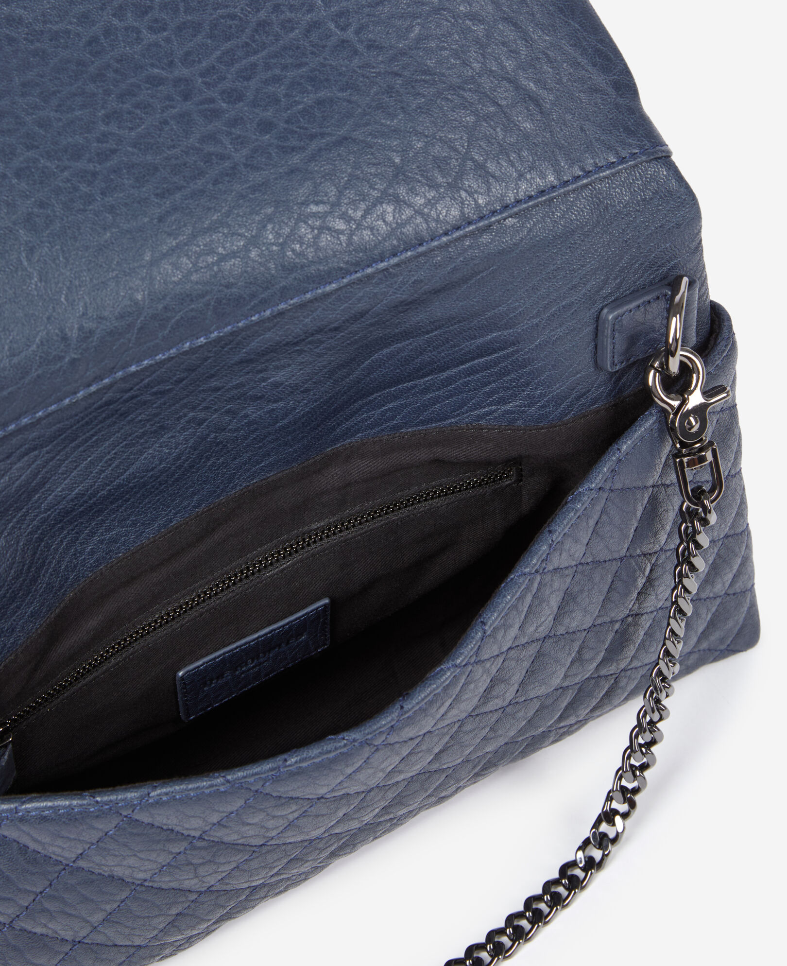 The Kooples WOMEN NAVY medium heritage clutch in navy blue leather