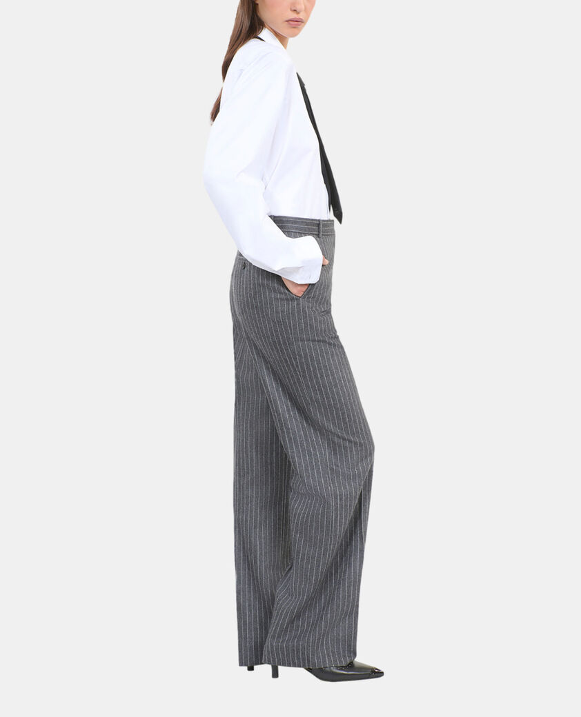 The Kooples WOMEN LIGHT GREY straight striped tailored pants