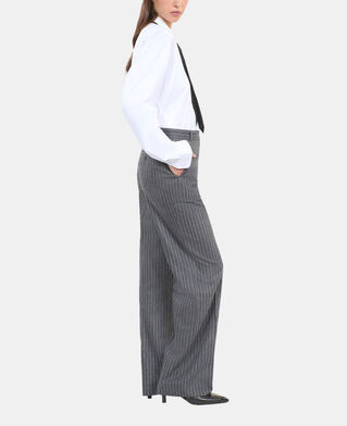 The Kooples F LIGHT GREY straight striped tailored pants