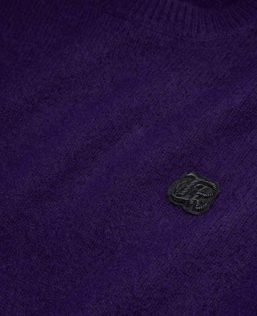pull violet en mélange de laine et alpaga