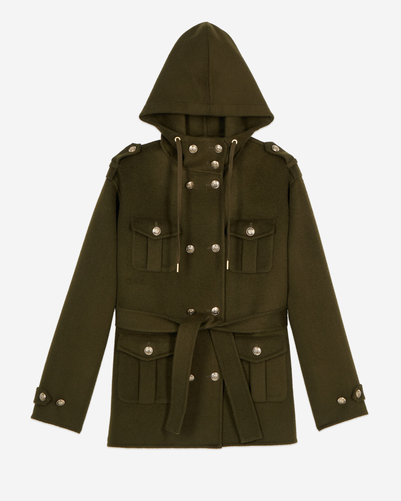 The Kooples DAMEN KAKI khakifarbene offiziersjacke aus wollmischung
