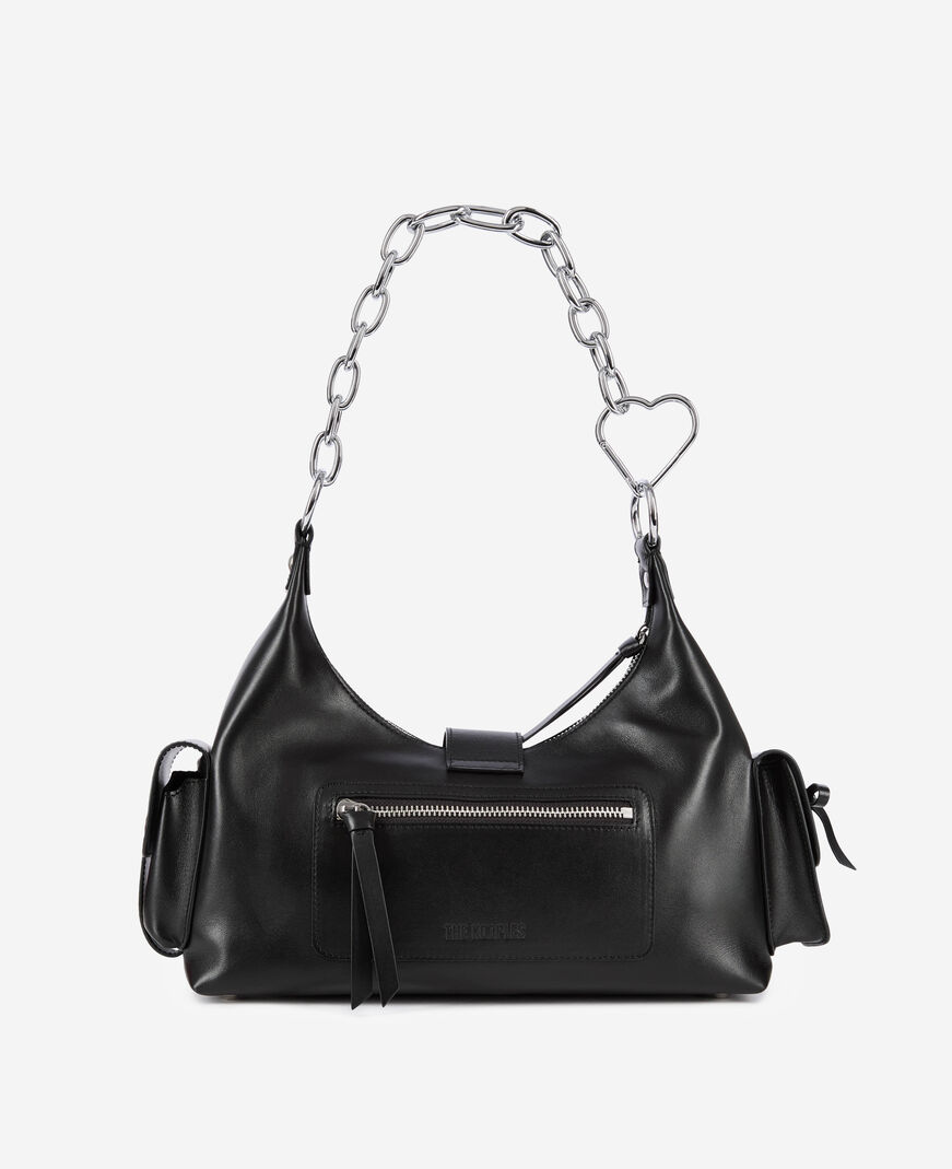 The Kooples MUJER BLACK bolso amelia con cadena en piel lisa negra
