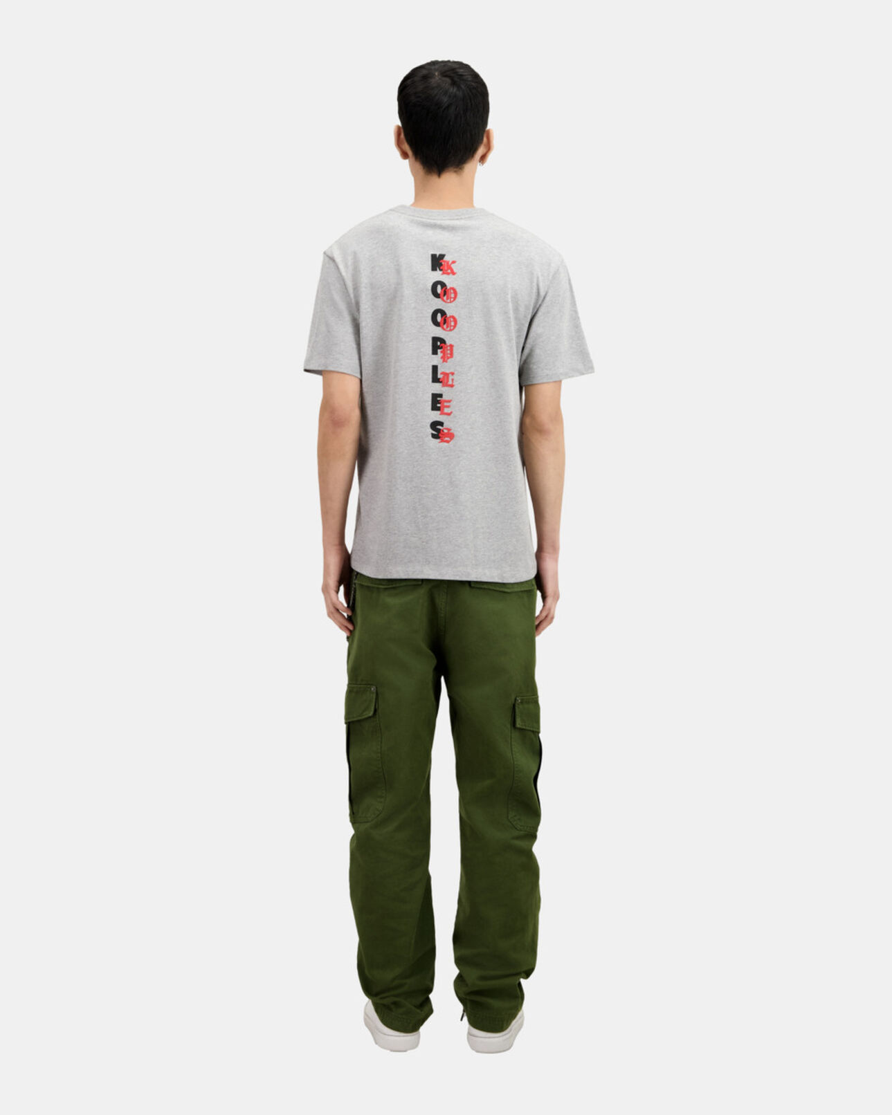The Kooples MEN GREY MELANGE men's light grey t-shirt with logo serigraphy