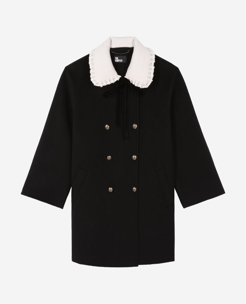 The Kooples F BLACK double-faced coat in black wool blend