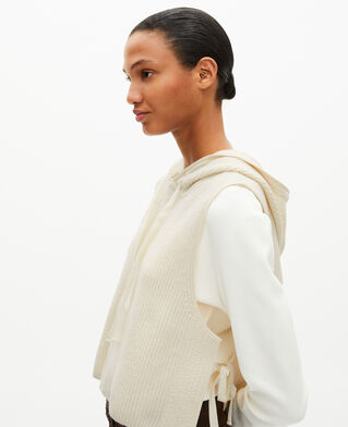 The Kooples FEMME ECRU pull sans manches en laine et coton écru