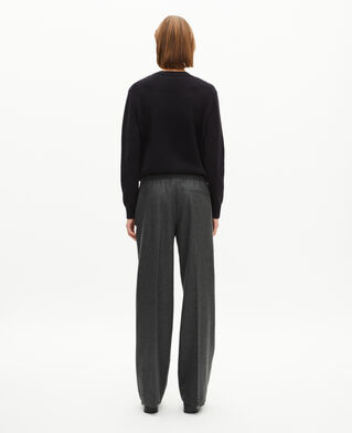 The Kooples WOMEN GREY dark grey flannel wide-leg pants