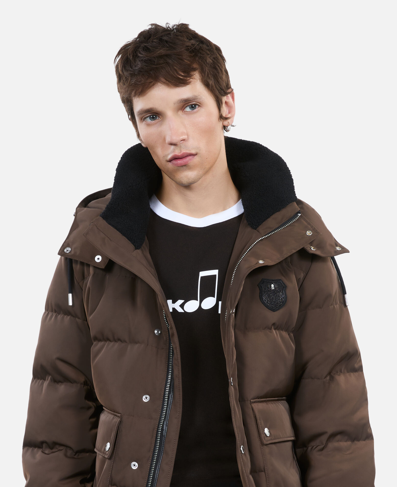 The Kooples MEN BROWN brown blazon down jacket