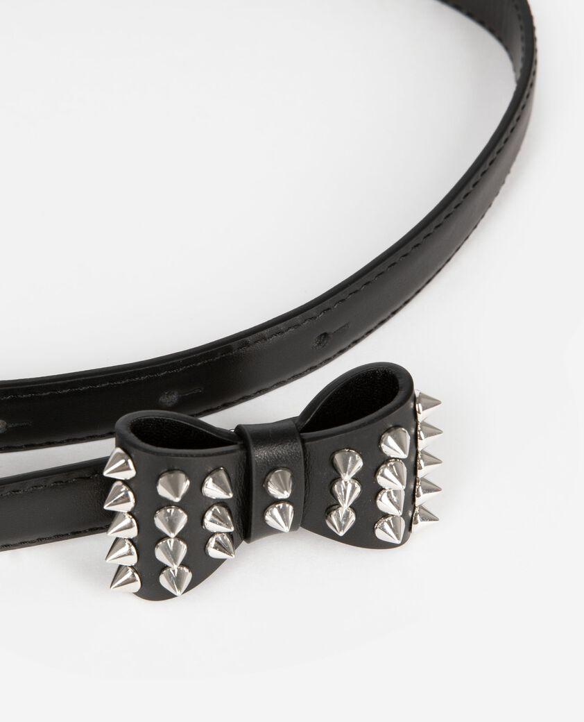 The Kooples WOMEN BLACK slim black leather belt with bow