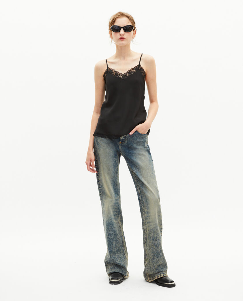 The Kooples DAMEN BLACK schwarzes tr&auml;gerhemd aus seide