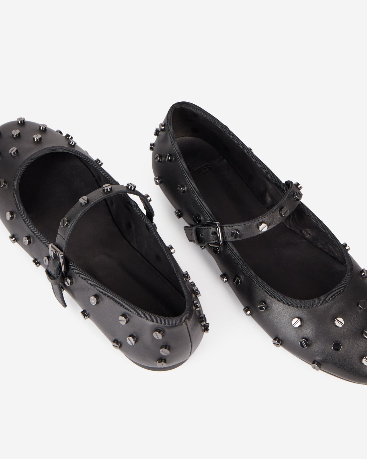 The Kooples WOMEN BLACK black leather ballerinas with studs
