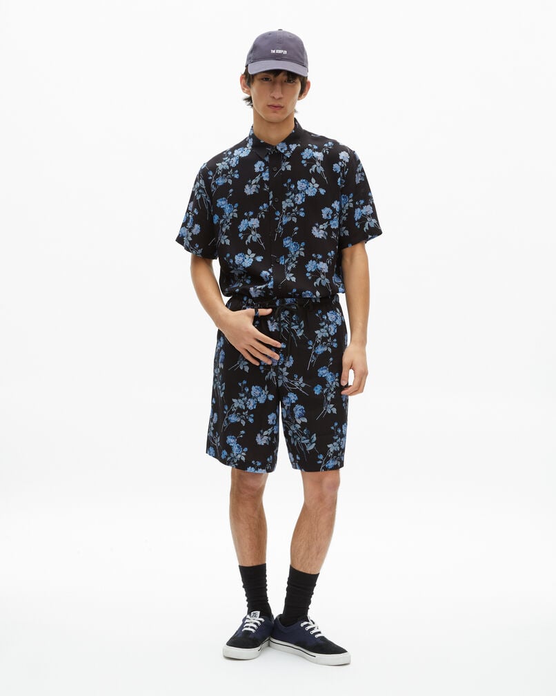 The Kooples H BLACK BLUE black floral print bermuda shorts