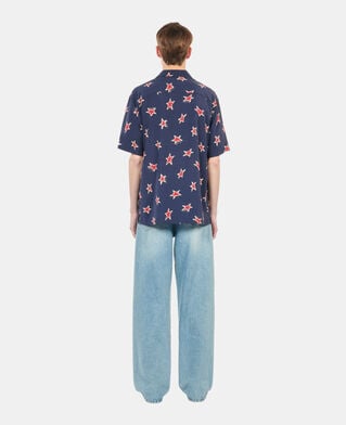 The Kooples MEN NAVY-RED short-sleeved star printed shirt
