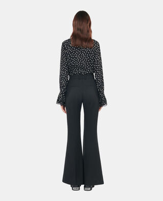 The Kooples FEMME BLACK pantalon tailleur en laine m&eacute;lang&eacute;e noir
