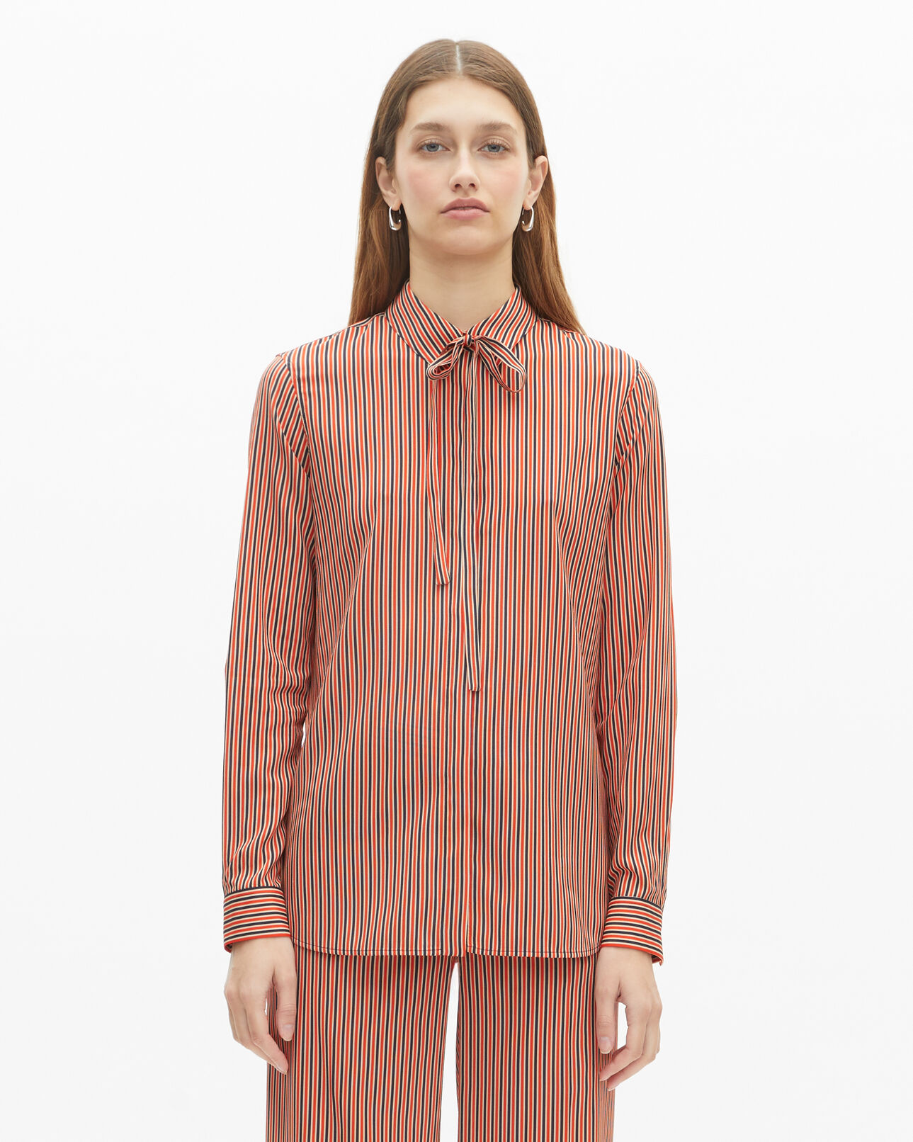 The Kooples DAMEN DARK NAVY / FIRE RED rot-blau gestreiftes hemd