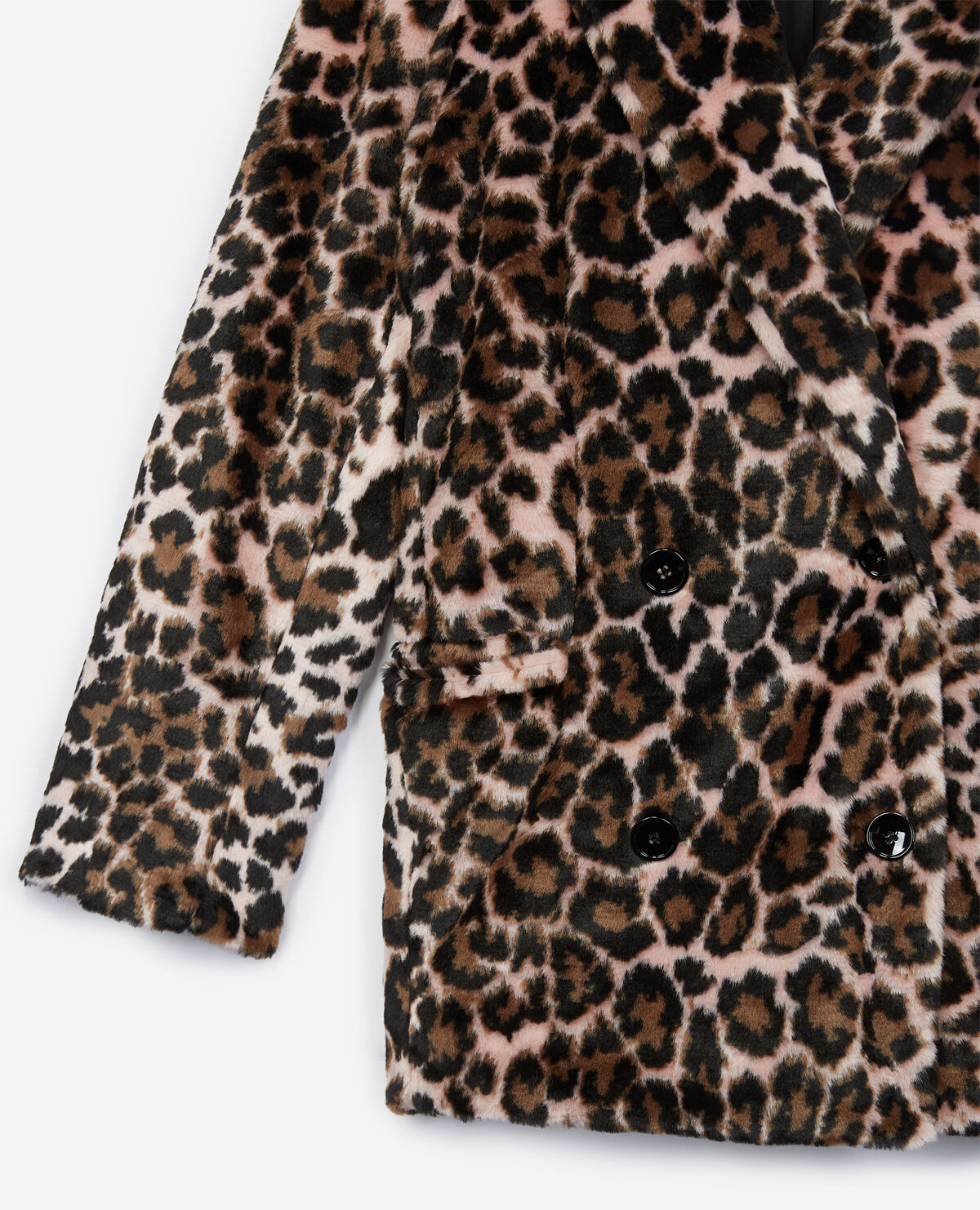 Faux fur coat with leopard print
