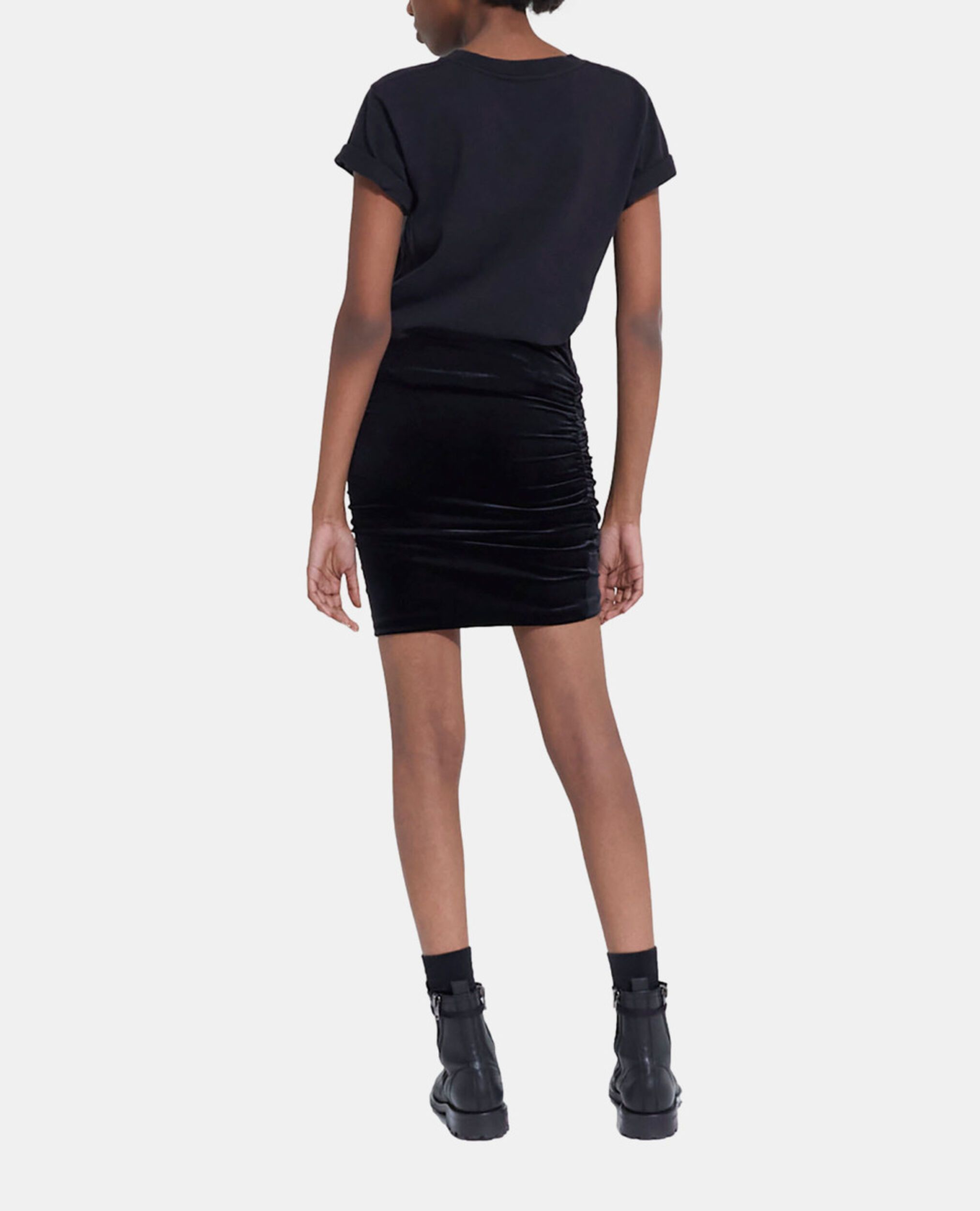 Short black velvet skirt, BLACK, hi-res image number null