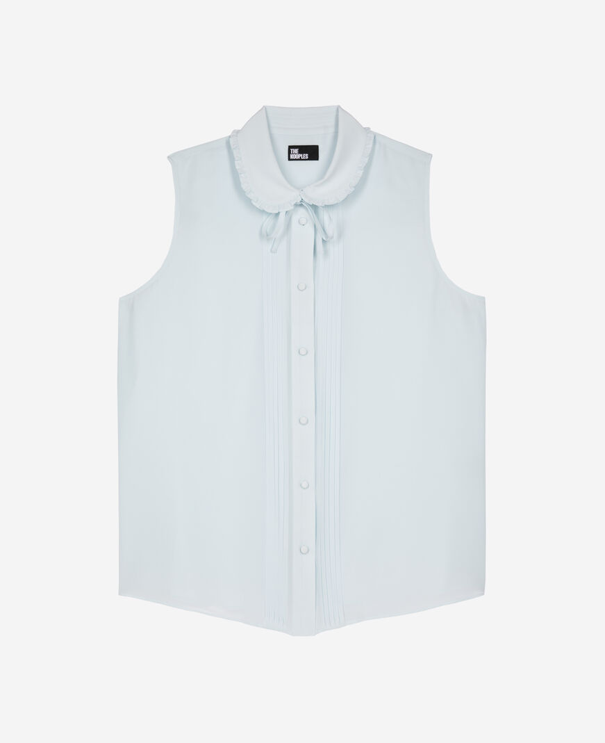 The Kooples FEMME BABY BLUE chemise sans manches en soie bleu clair