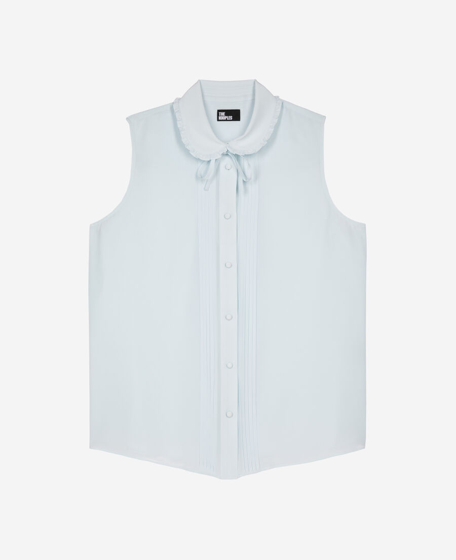 The Kooples F BABY BLUE light blue silk sleeveless shirt