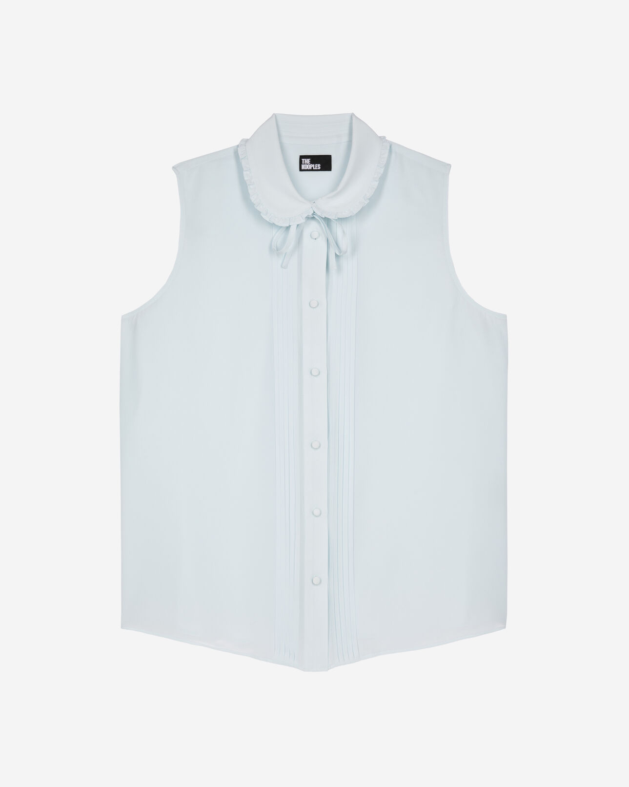 The Kooples F BABY BLUE light blue silk sleeveless shirt