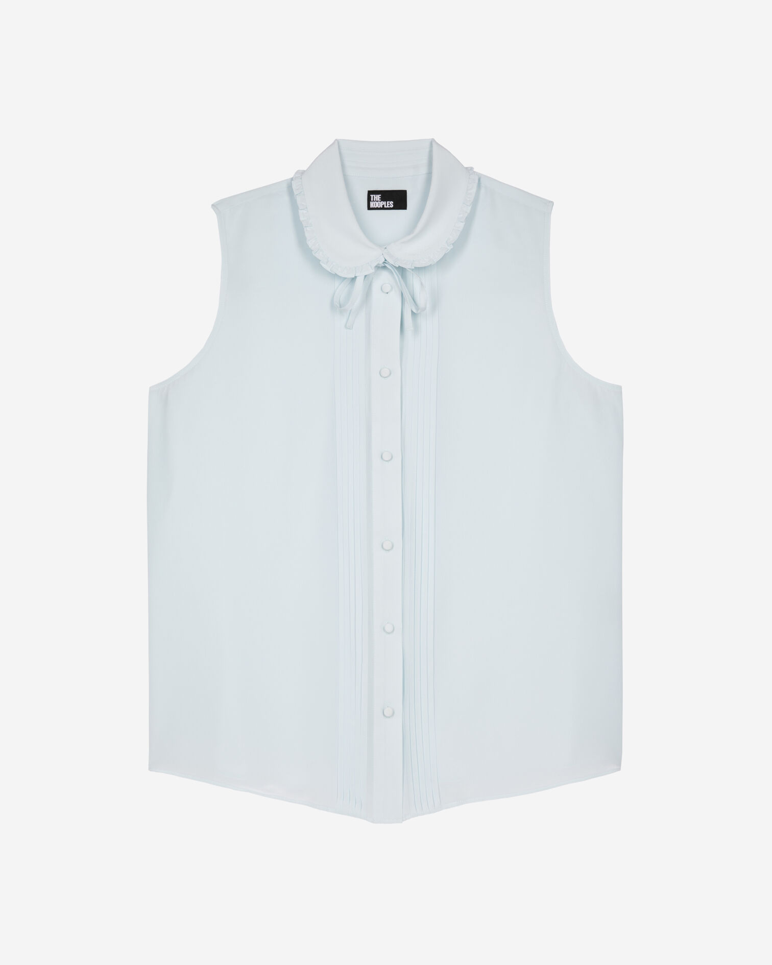 Light blue silk sleeveless shirt, BABY BLUE, hi-res image number null