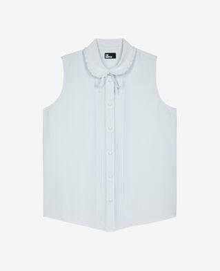The Kooples FEMME BABY BLUE chemise sans manches en soie bleu clair