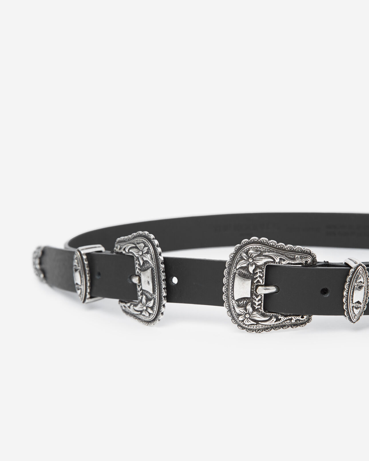 The Kooples FEMME BLACK ceinture en cuir fine double boucle