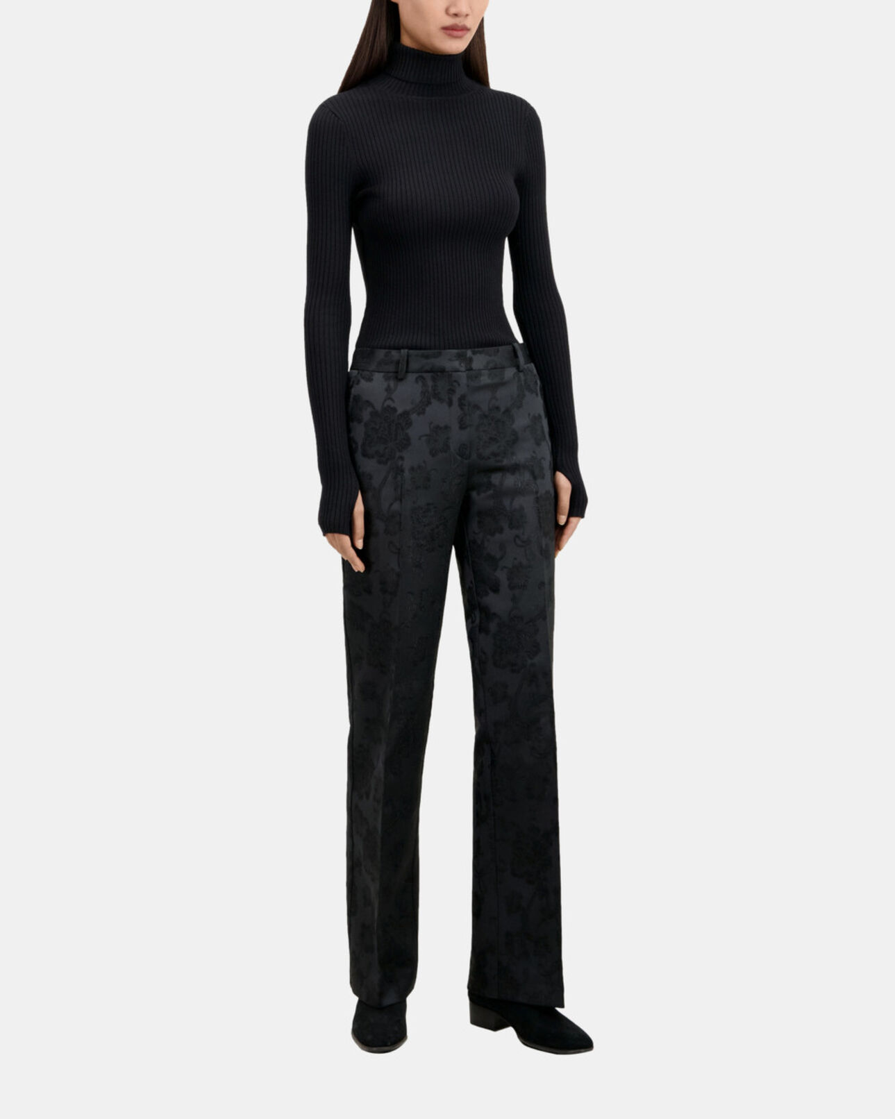 The Kooples DAMEN BLACK schwarze anzughose mit blumenmotiv