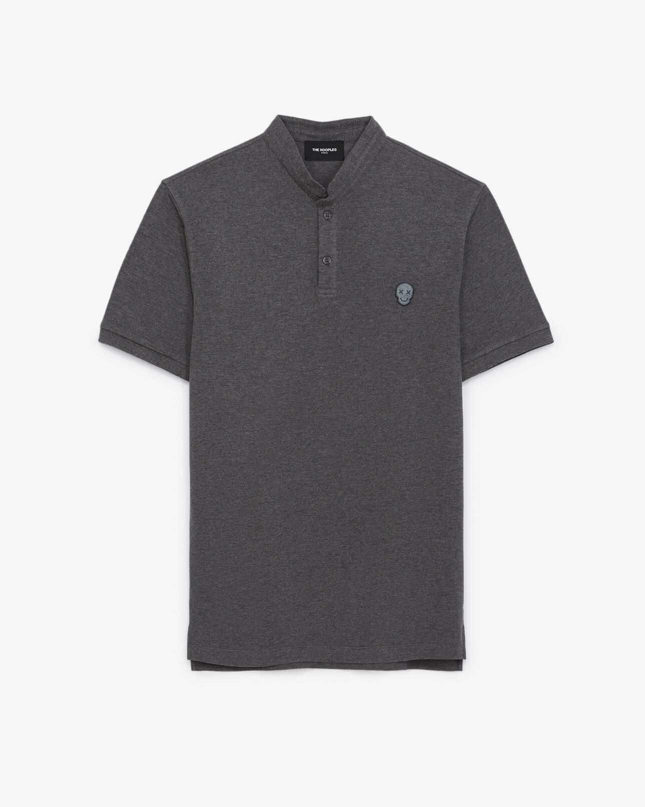 The Kooples HOMME MIDDLE GREY MELANGE polo col officier gris en coton