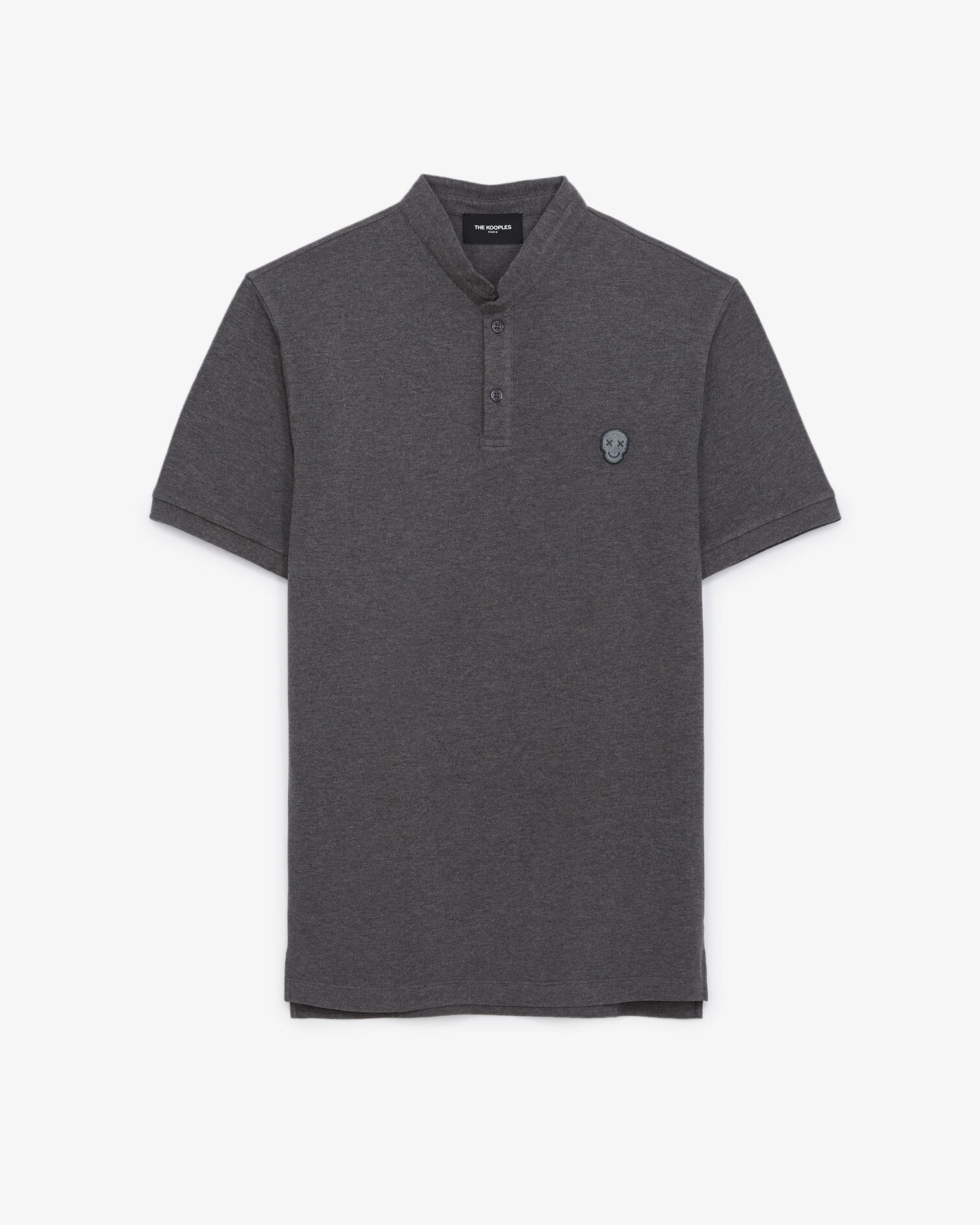 Polo col officier gris en coton, MIDDLE GREY MELANGE, hi-res image number null