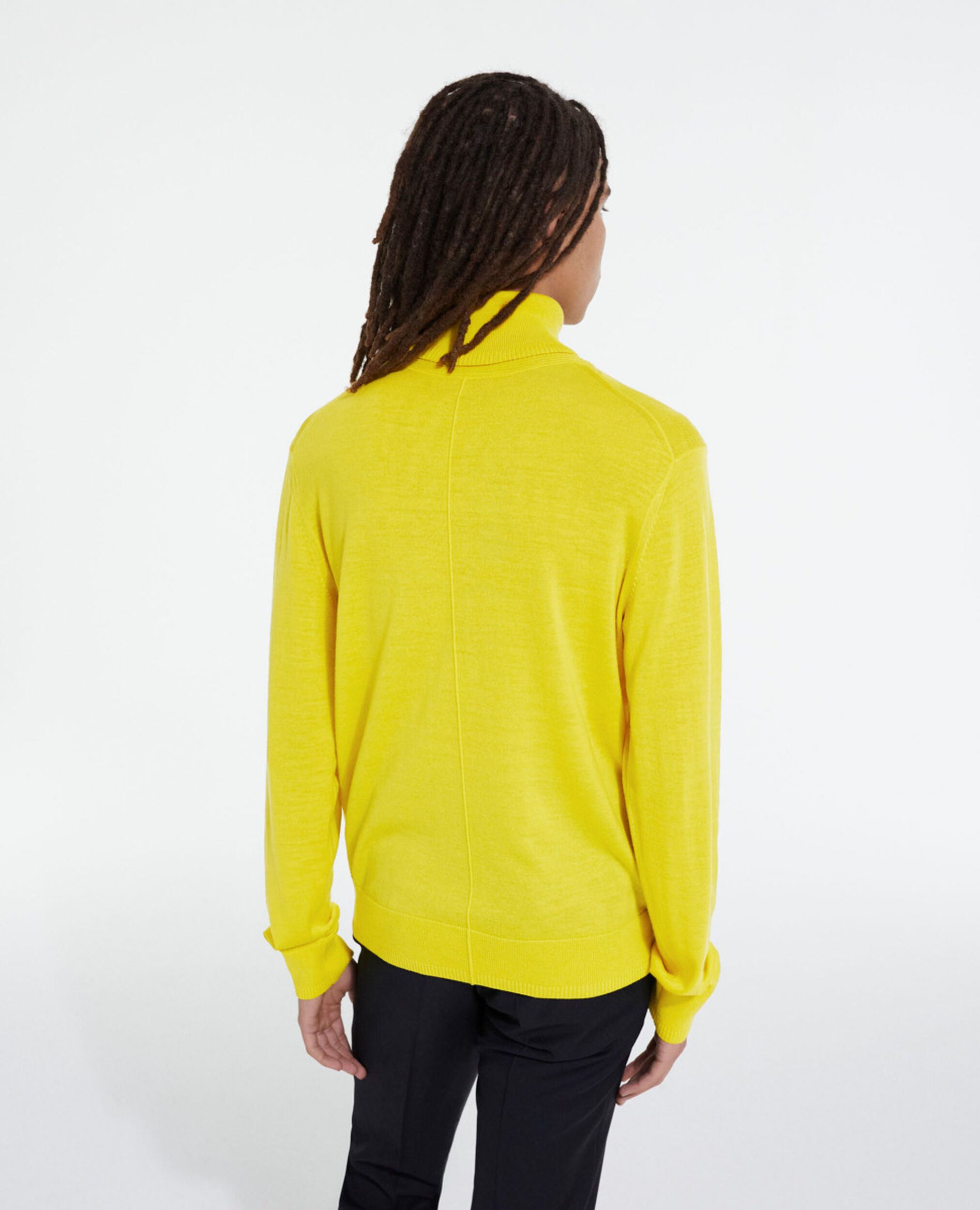 Yellow merino wool sweater, YELLOW, hi-res image number null