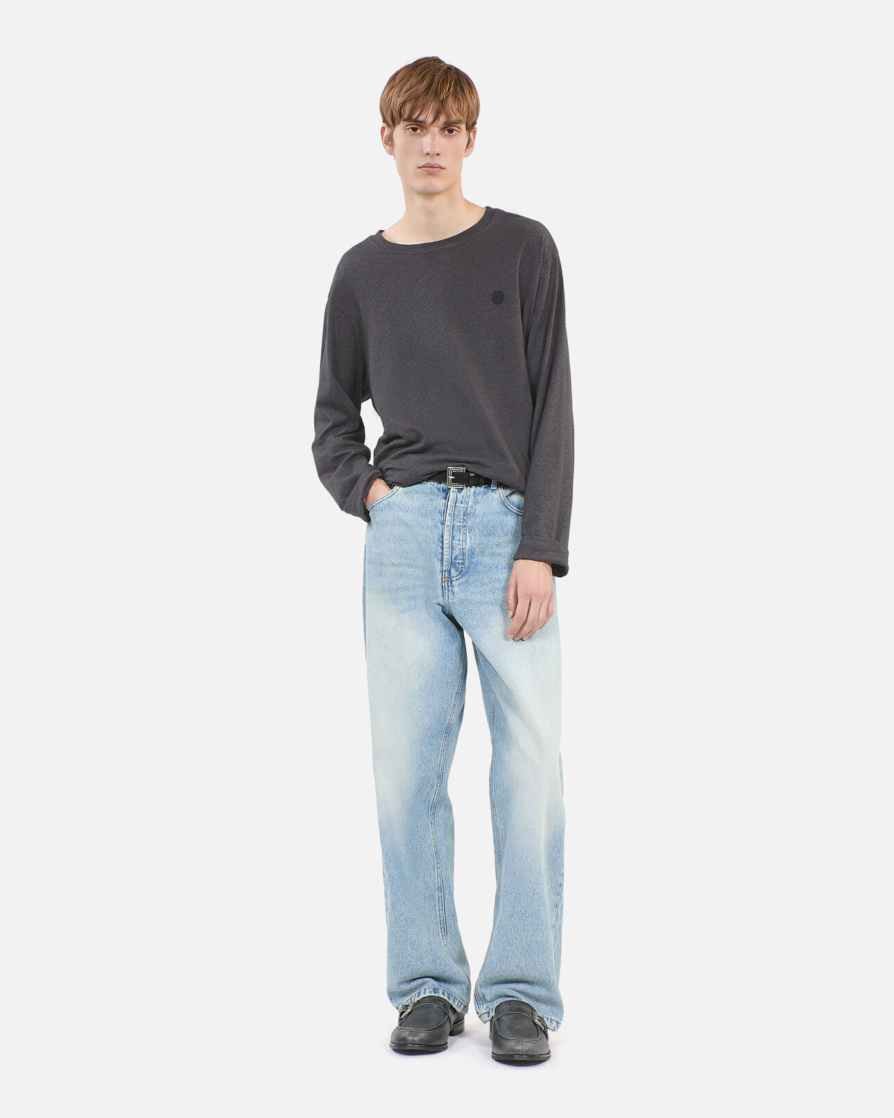 The Kooples HOMME ANTHRACITE MELANGE t-shirt manches longues gris