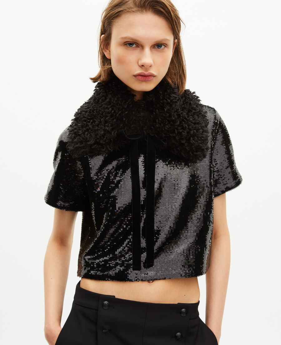 The Kooples WOMEN BLACK black sequin top