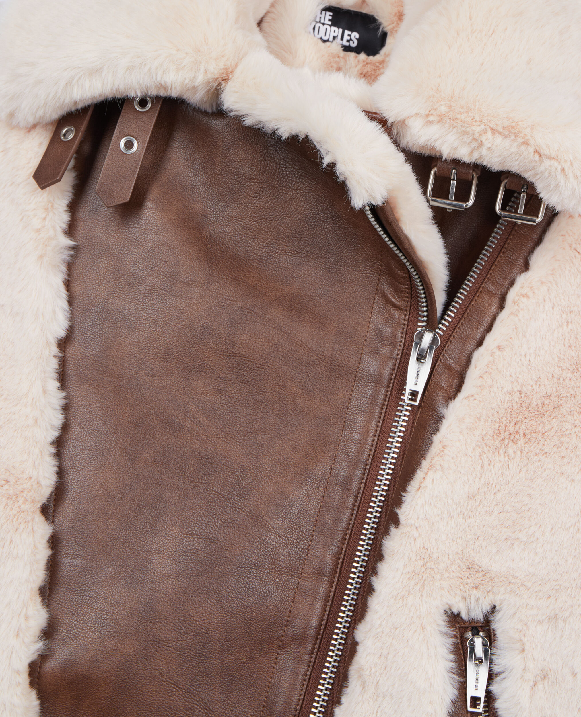 Ecru fur effect aviator jacket The Kooples