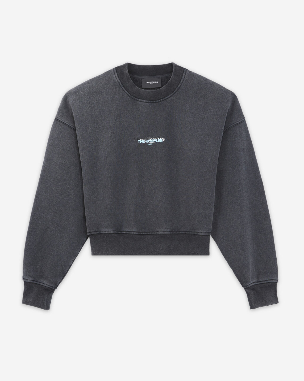 The Kooples WOMEN BLACK WASHED faded black sweatshirt with triple logo