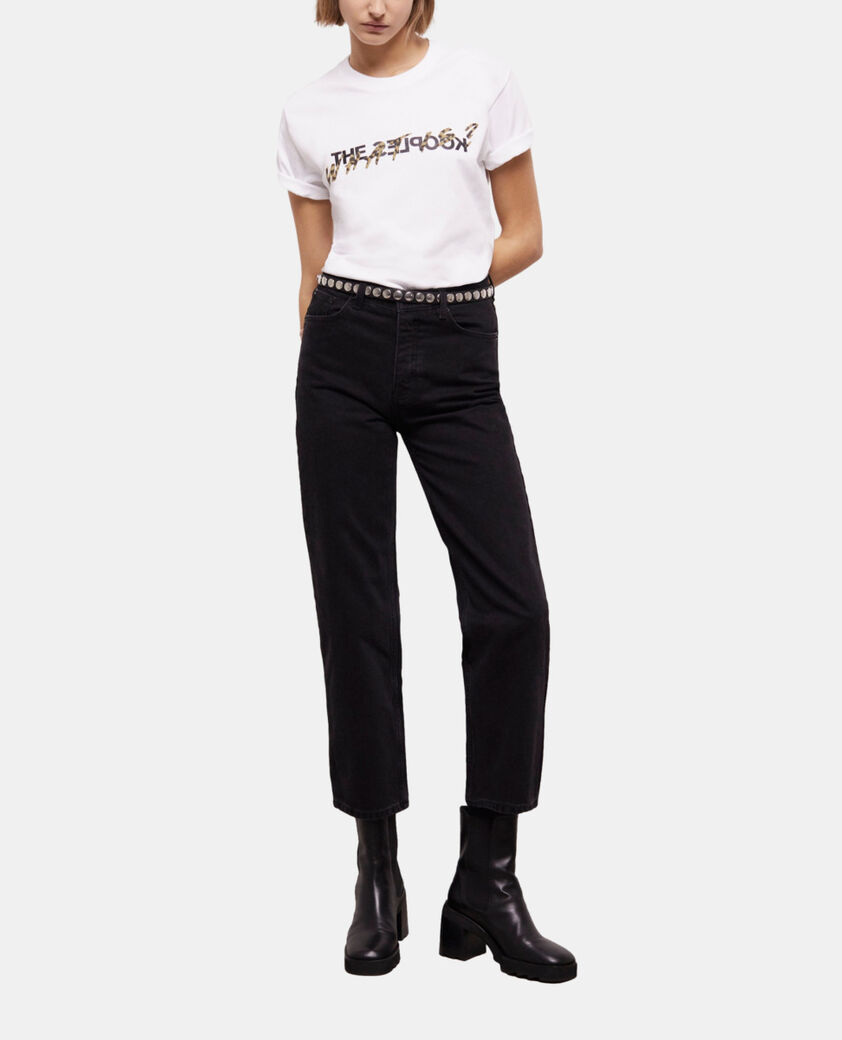 The Kooples WOMEN BLACK WASHED black straight-cut jeans
