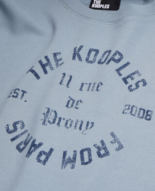 The Kooples MEN BLUE GREY light blue sweatshirt with 11 rue de prony serigraphy