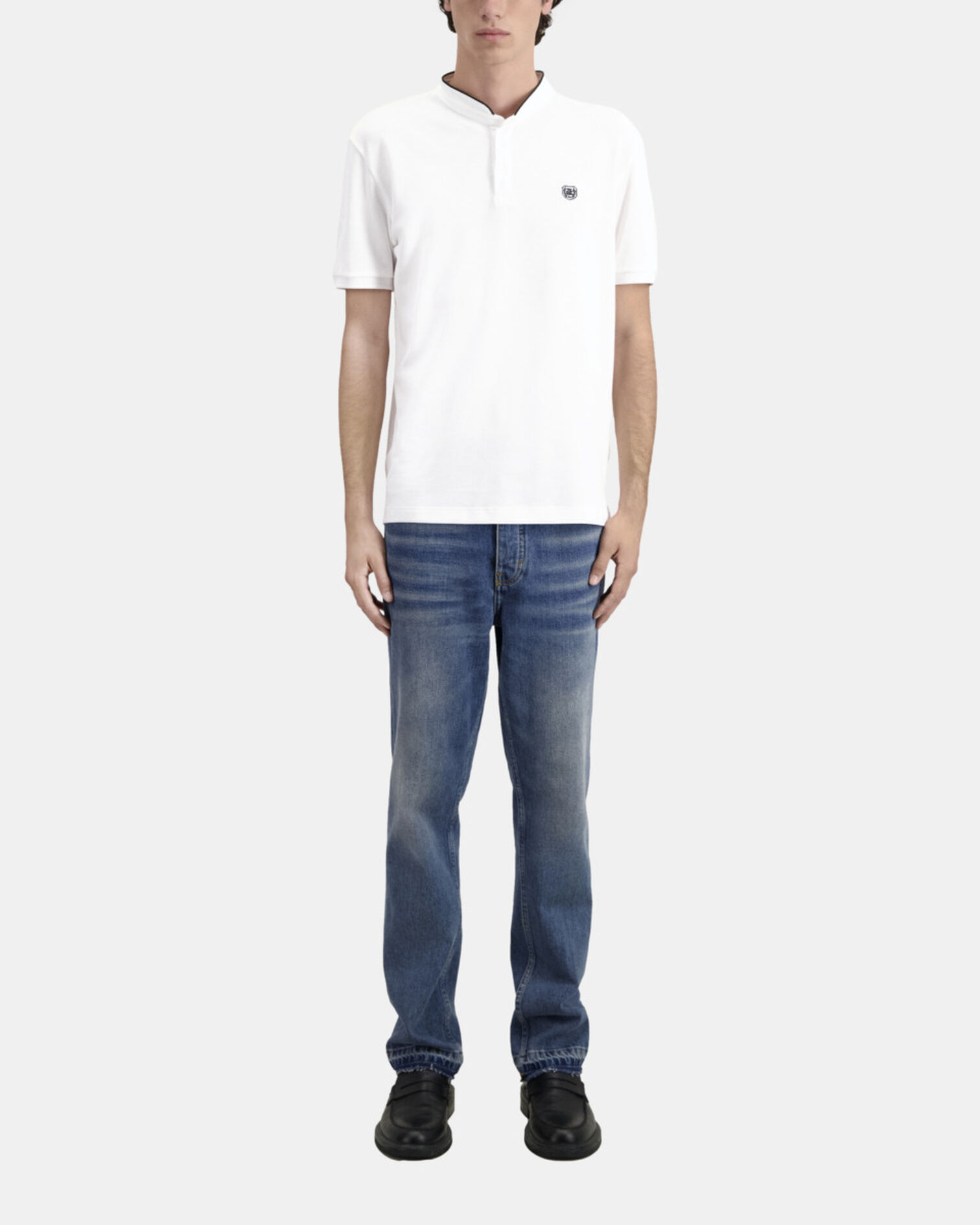 White cotton polo t-shirt, WHITE, hi-res image number null