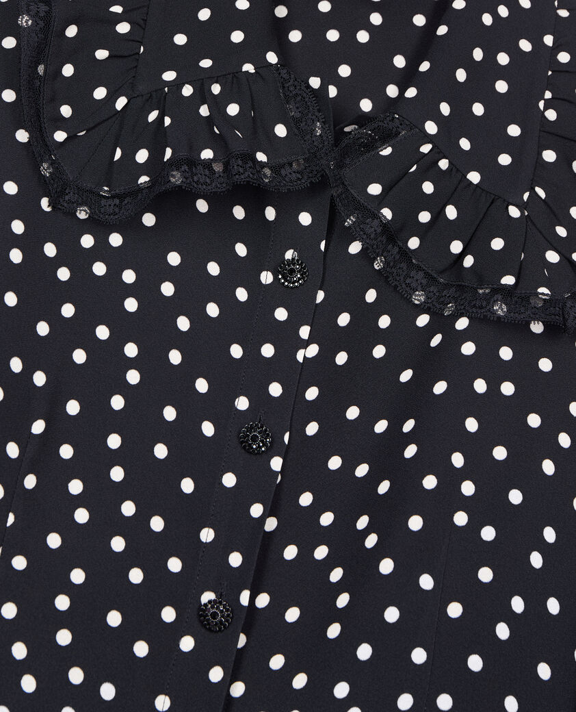 The Kooples FEMME BLACK WHITE chemise à pois noire