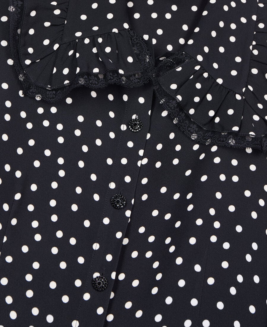 The Kooples FEMME BLACK WHITE chemise à pois noire