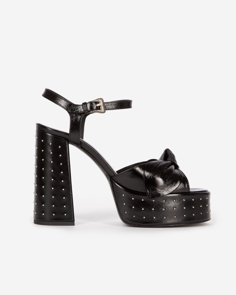The Kooples FEMME BLACK sandales à talons cloutées en cuir noir