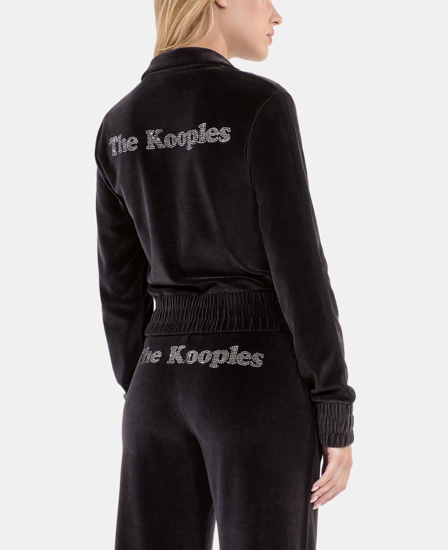 The Kooples F BLACK black velvet logo sweatshirt