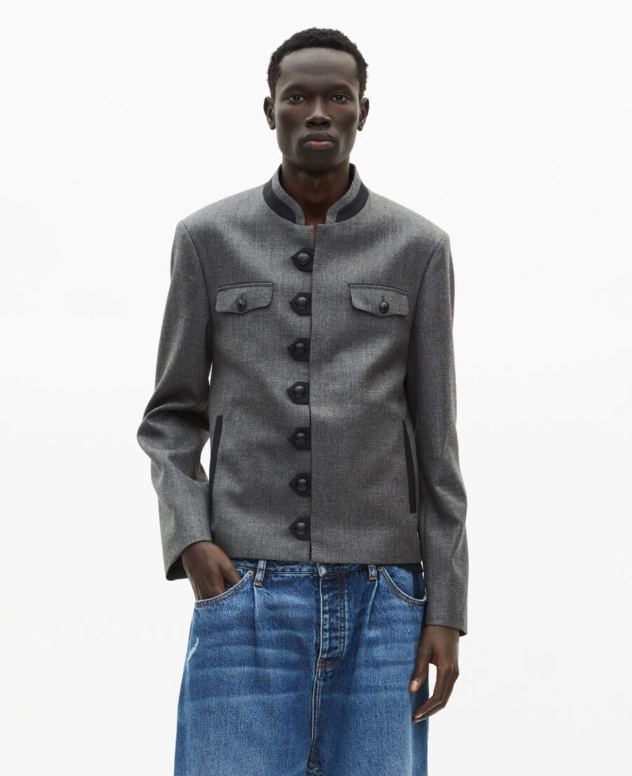 The Kooples MEN DARK GREY officer-style jacket in grey wool